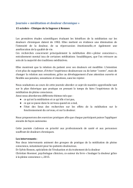Journée « méditation et douleur chronique »