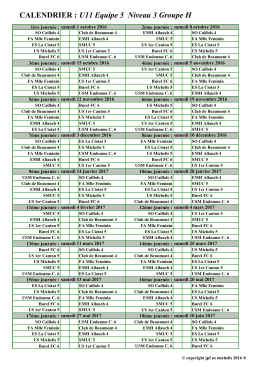 CALENDRIER : U11 Equipe 5 Niveau 3 Groupe H