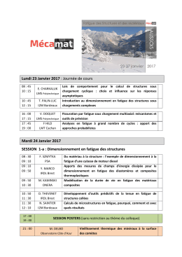 Lundi 23 Janvier 2017 : Journée de cours Mardi 24 Janvier 2017