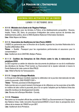 Lieu - Conf&eacute;d&eacute;ration G&eacute;n&eacute;rale des Entreprises de C&ocirc;te d`Ivoire
