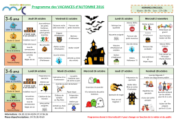 Programme des VACANCES d`AUTOMNE 2016 3-6 ans 3