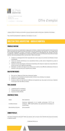 Directeur (trice) architecture - bureau de Montréal