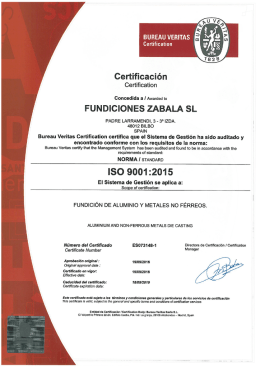 Page 1 BUREAU VERITAS Certification Certificación Certification