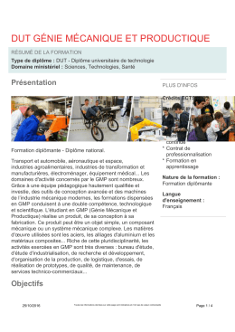 DUT G&Eacute;NIE M&Eacute;CANIQUE ET PRODUCTIQUE