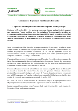 Communiqué de presse du Facilitateur Edem Kodjo