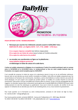 POUR OBTENIR VOTRE REMBOURSEMENT : Renvoyez par