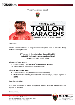 Votre Programme Mayol - Rugby Club Toulonnais