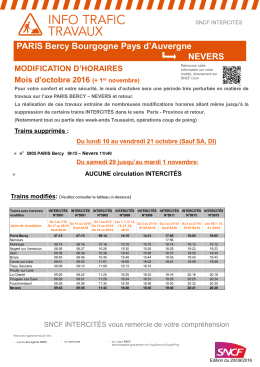PARIS Bercy Bourgogne Pays d`Auvergne NEVERS MODIFICATION