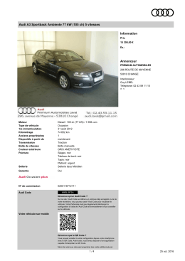 Audi A3 Sportback Ambiente 77 kW (105 ch) 5 vitesses Information