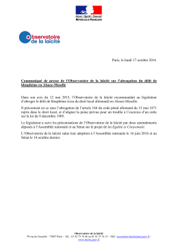 Paris, le lundi 17 octobre 2016 Communiqué de
