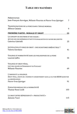 TABLE DES MATIÈRES