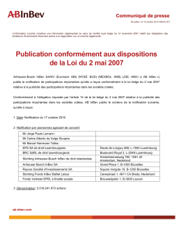 Publication conformément aux dispositions de la Loi du 2