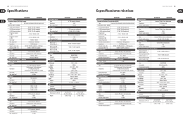 Specifications Especificaciones técnicas