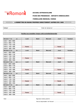 Fiche présence pour horaire irrégulier