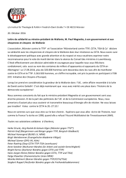 20. Oktober 2016 Lettre de solidarité au minstre