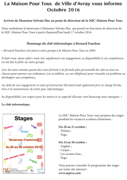 La MJC vous informe octobre 2016 - MJC