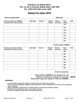 Rapport de séjour 2016