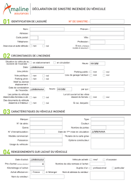d&eacute;claration de sinistre incendie du v&eacute;hicule