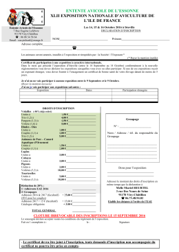 Inscription &agrave; l`exposition - Entente Avicole de l`Essonne