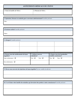 ant&eacute;c&eacute;dents m&eacute;dicaux de l`&eacute;l&egrave;ve