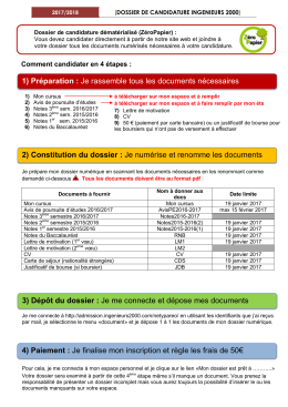 Dossier de candidature ING&eacute;nieurs 2000