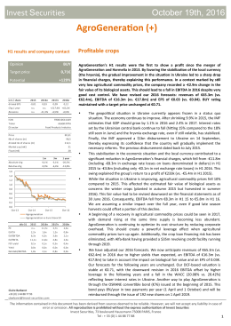INVEST SECURITIES - FLASH AGROGENERATION