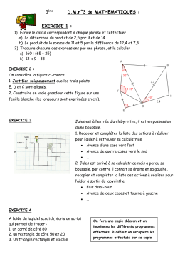 D.M.n°3 de MATHEMATIQUES : EXERCICE 1 :