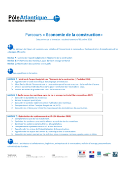 Parcours « Economie de la construction