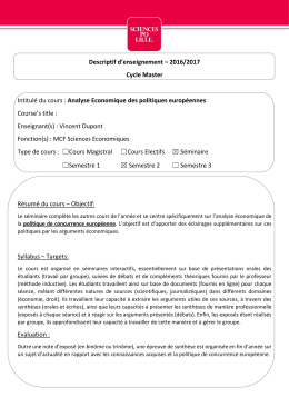 Analyse &eacute;conomique des politiques europ&eacute;ennes