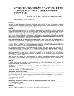 APPROCHE-PROGRAMME ET APPROCHE PAR COMPÉTENCES