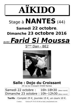 Farid à Nantes samedi 22 et dimanche 23 octobre