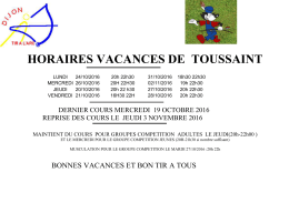 horaires vacances toussaint 2 2016