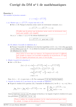 Corrigé - Les mathématiques en BCPST 1A au lycée Hoche
