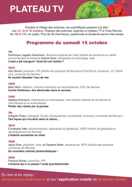 Page 1 PLATEAU I V Pendant le Village des sciences, les