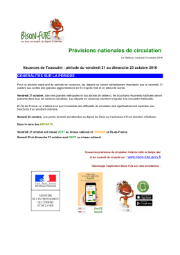 Pr&eacute;visions du 21 au 23 octobre