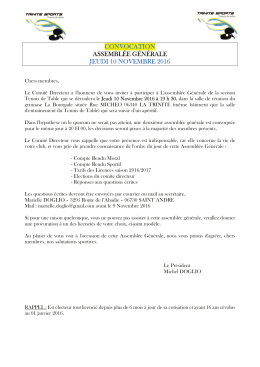 convocation assembl&eacute;e g&eacute;n&eacute;rale jeudi 10 novembre 2016