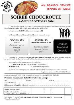 Soirée choucroute samedi 22 octobre 2016 à Beaufou