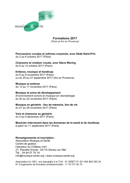 Formations 2017 - Musique et Santé