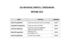 Dates des r&eacute;unions de rentr&eacute;e parents / professeurs