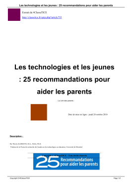 25 recommandations pour aider les parents