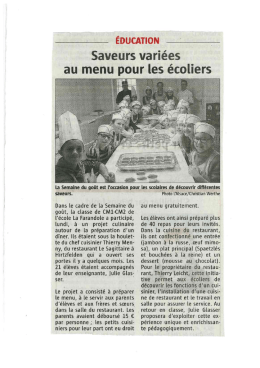 Page 1 &Eacute;DUCATION Saveurs vari&eacute;es au menu pour les &eacute;coliers La