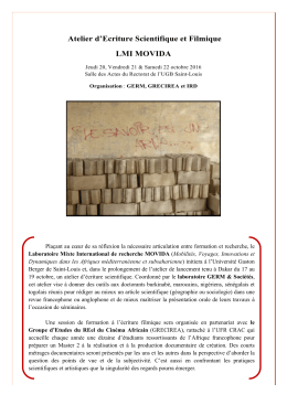 Atelier d`Ecriture Scientifique et Filmique LMI MOVIDA