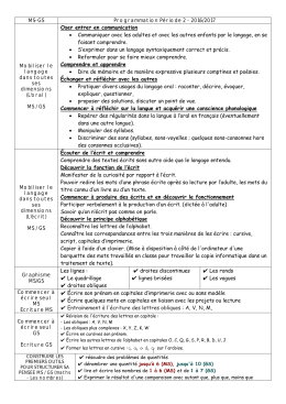 MS-GS Programmation Période 2 - 2016/2017 Mobiliser le langage