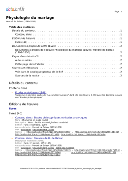 Physiologie du mariage