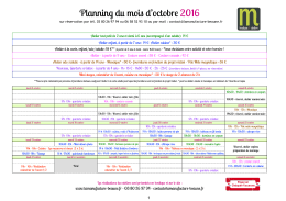 planning octobre 2016 - Manufacture de Beaune