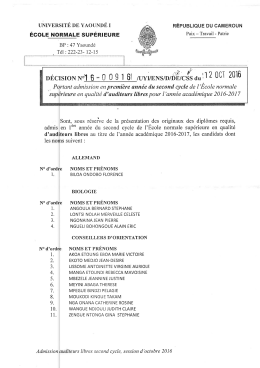 Page 1 UNIVERSIT&Eacute; DE YAOUND&Eacute; I