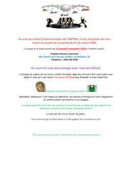 Au nom du conseil d`administration de l`AMTMV, il nous fait plaisir