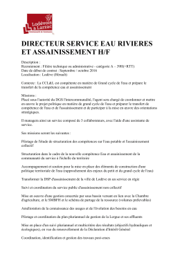 DIRECTEUR SERVICE EAU RIVIERES ET ASSAINISSEMENT H/F