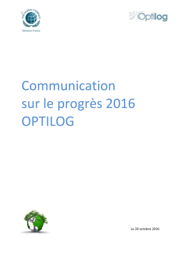 Communication sur le progr&egrave;s 2016 OPTILOG