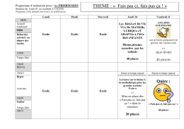 Programme Frimousses Vacances d`Automne 2016